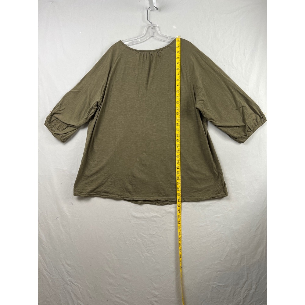 Jane & Delancey Peasant Top Womens 2X Olive Green Embroidered Tassel Boho Blouse - Picture 6 of 9
